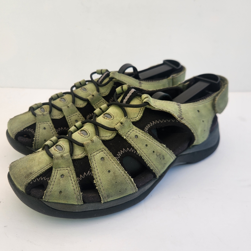 Clarks Olive Green Leather Sandals